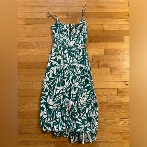 Dry Goods Green and White Floral Midi Dress - Size S